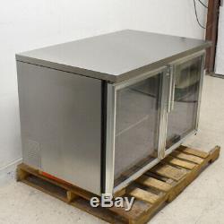 True Undercounter Refrigerator Commercial Cooler Glass Two Door 2-Shelf SS 48