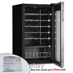 Under Counter 33 Bottles Wine Beer Fridge Drinks Cooler 95L Stainless Steel Bar