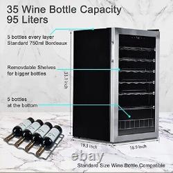 Under Counter 33 Bottles Wine Beer Fridge Drinks Cooler 95L Stainless Steel Bar