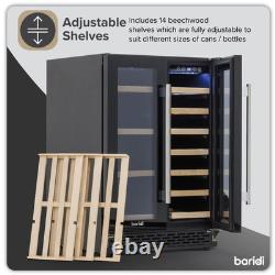 Under-Counter/Freestanding Dual Zone Wine Fridge & Cooler 60cm 40 Bottle/120 Can