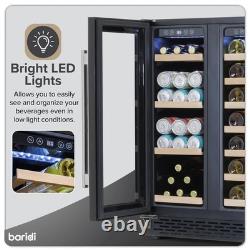 Under-Counter/Freestanding Dual Zone Wine Fridge & Cooler 60cm 40 Bottle/120 Can