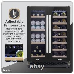 Under-Counter/Freestanding Dual Zone Wine Fridge & Cooler 60cm 40 Bottle/120 Can
