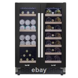 Under-Counter/Freestanding Dual Zone Wine Fridge & Cooler 60cm 40 Bottle/120 Can