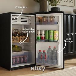 Under Counter Fridge 85L Small Retro Freestanding Refrigerator Chiller Box Black