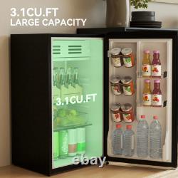 Under Counter Fridge, 85L Small Retro Refrigerator with Chiller Box, Adjustable