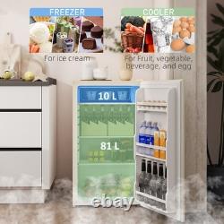 Under Counter Fridge, 91L Small Fridge with Chiller Box, Removable Shelf Beige