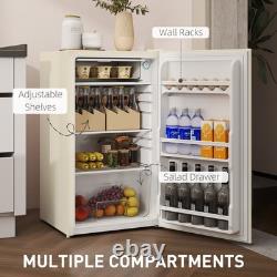 Under Counter Fridge, 91L Small Fridge with Chiller Box, Removable Shelf Beige