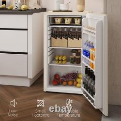 Under Counter Fridge, 91L Small Fridge with Chiller Box, Removable Shelf Beige