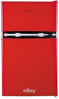 Under Counter Fridge Freezer Red Compact Small Kitchen Manual Defrost