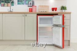 Under Counter Fridge Freezer Red Compact Small Kitchen Manual Defrost