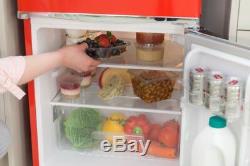 Under Counter Fridge Freezer Red Compact Small Kitchen Manual Defrost