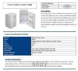 Under Counter Fridge New Delivered quickly to your door. 85 Litre Capacity