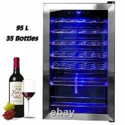 Under counter Wine Fridge 95L Wine Cooler Stainless Steel LED Touch Screen 3-18