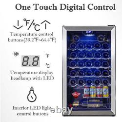 Under counter Wine Fridge 95L Wine Cooler Stainless Steel LED Touch Screen 3-18