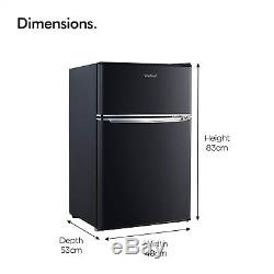 VonShef 85L Fridge Freezer Under Counter Refrigerator 48cm Black A+ Efficiency