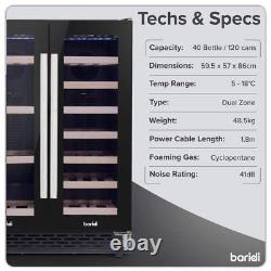 Wine Cooler 40 Bottle Dual Zone Under Counter Freestanding Fridge