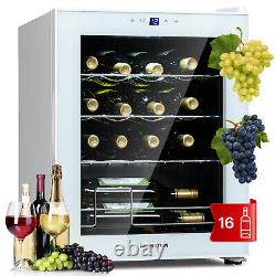 Wine Fridge Refrigerator Drinks Cooler Single Zone 16 Bottles 42L Glass Door LED